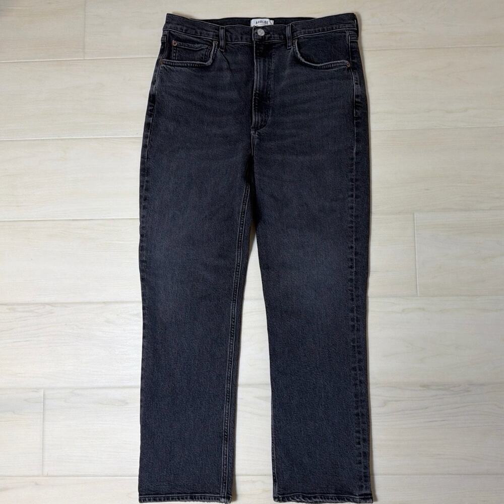 AGOLDE Metal Washed Black High Rise Stovepipe Slim Straight Leg Jeans Size 31 - Picture 7 of 8